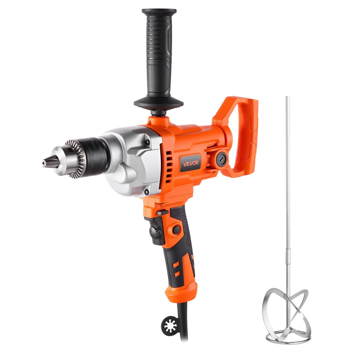 VEVOR Trapano Miscelatore Elettrico 15,89 mm 1100 W con Agitatore per Miscelazione 850 giri/min 3,2 A Trapano Miscelatore con Impugnatura a D per Foratura e Miscelazione per Cemento