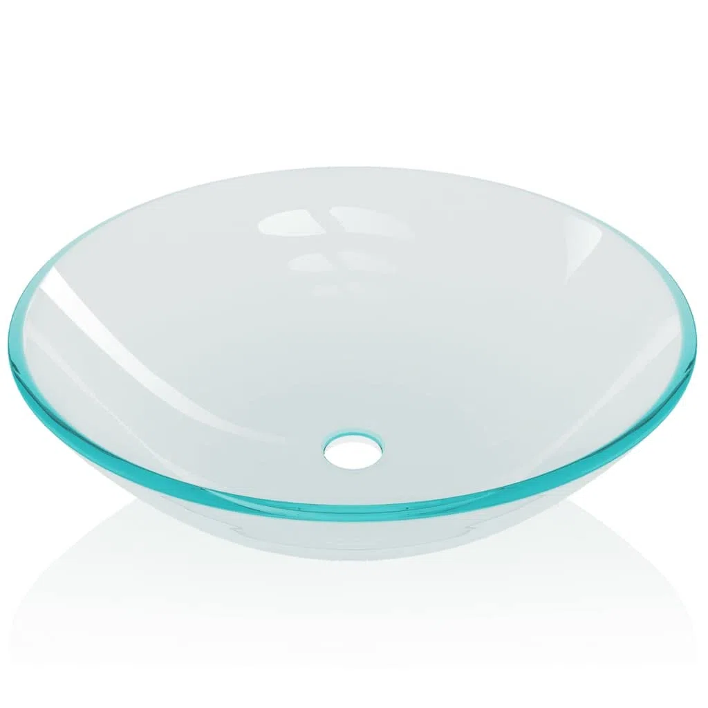 vidaXL Lavabo in Vetro Temprato Bagno Lavanderia 42cm Trasparente Lavandino