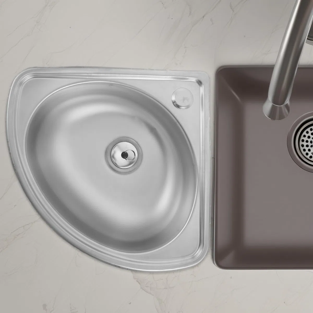 MAGICLULU Lavello Da Camper Acciaio Inossidabile Ultra-compatto Con Design Triangolare Installazione Facile e Struttura Robusta Per Cucine e Bagni Spazi Ridotti