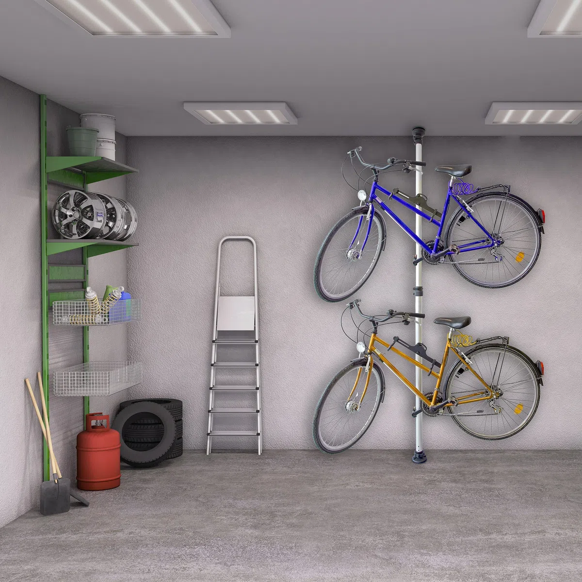 Relaxdays Porta Biciclette Telescopico, Garage e Cantina, per 2 Bici, Regolabile, 40 kg, Soffitto, Pavimento, Argentato