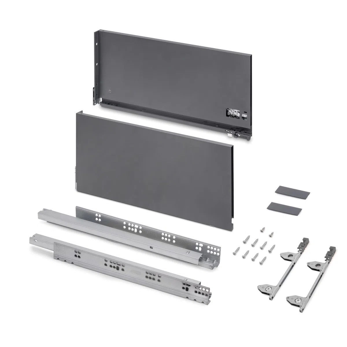 Emuca - Cassetto esterno Vertex 3D 60 kg altezza 242 mm, profondità 500 mm, Grigio antracite, Acciaio