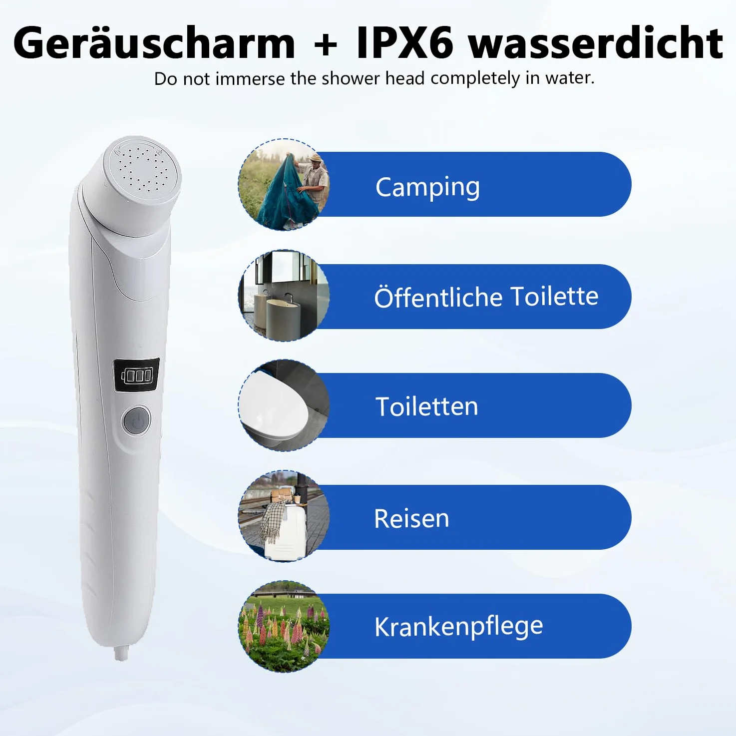Bidet portatile da viaggio, elettrico, bidet da viaggio, con serbatoio dell'acqua da 2,5 l, per doccia intima, letto settimanale ed escursioni all'aperto, doccia portatile per uomini e bambini (bianco
