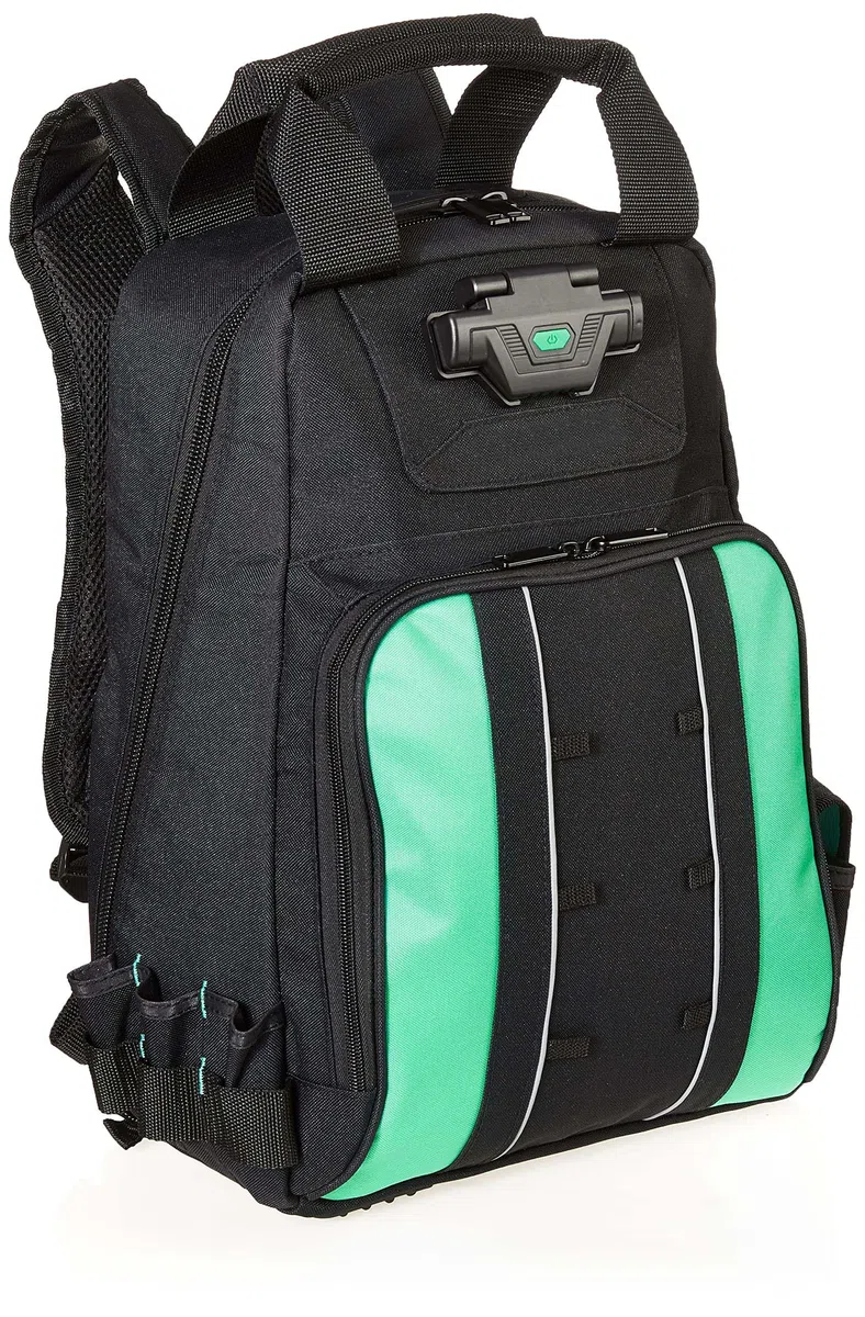 Amazon Basics Zaino, con 55 tasche, porta attrezzi, e illuminazione, Nero