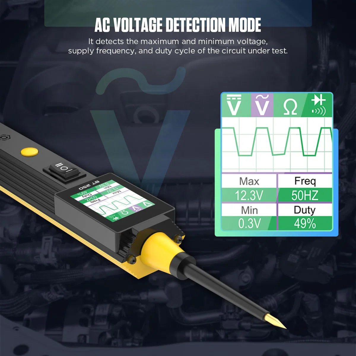 BT250 - Tester per circuito auto, 12 V, 24 V, strumento per sistemi elettrici, rilevatore di luce, tester di tensione AC/DC, multimetro, rilevatore di cortocircuito, tester di sicurezza relè