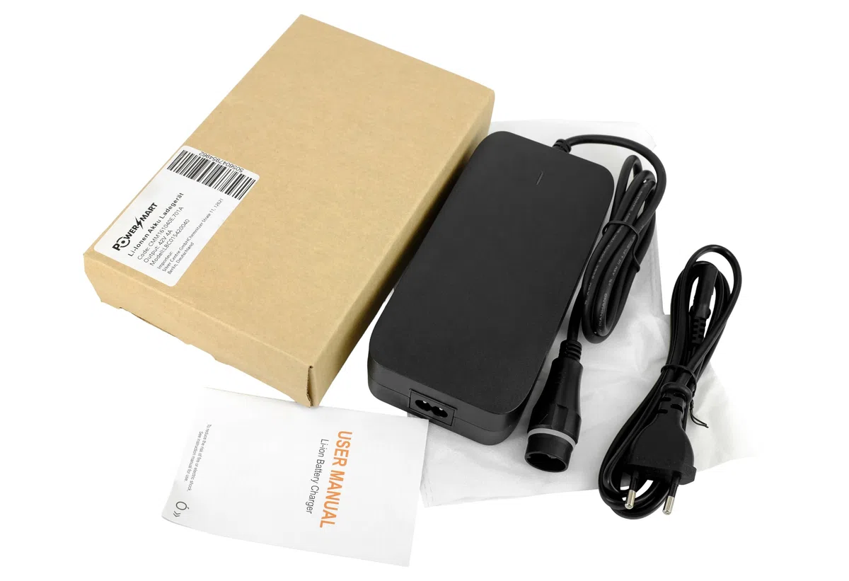 PowerSmart 42V Cavo di ricarica, 4A Alimentatore, Caricabatterie per Husqvarna/Raymon/Winora batterie Li-ion 36V