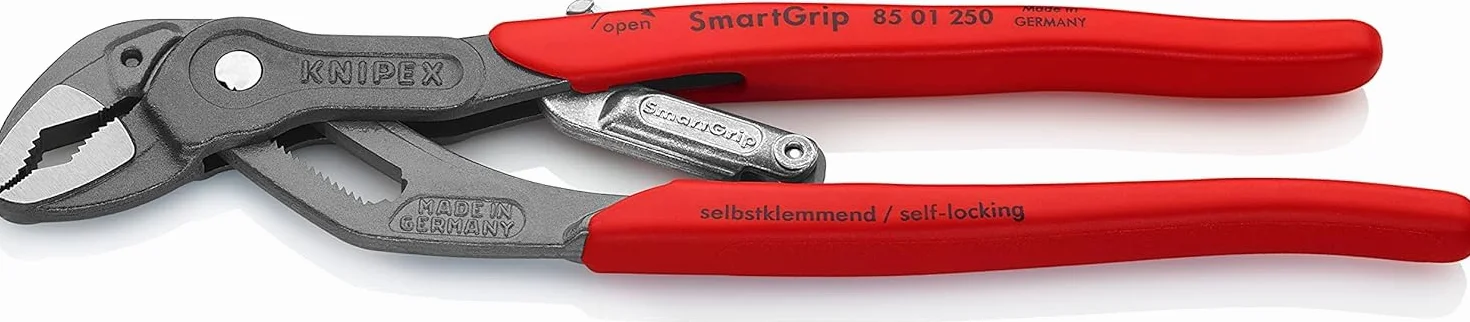 KNIPEX SmartGrip Pinza regolabile per tubi e dadi con regolazione automatica bonderizzata grigia rivestiti in resina sintetica 250 mm, 85 01 250