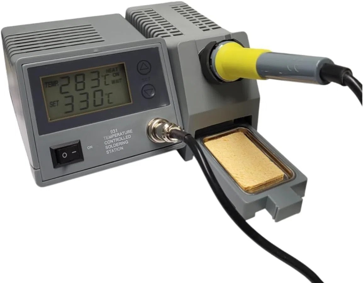 Stazione Saldante Elettrica Professionale AN-931 con Display Digitale Temperatura Regolabile 150-450°C Spugna 48W 220-240V di Saldatura Dissaldante Alta Qualità ANFEL