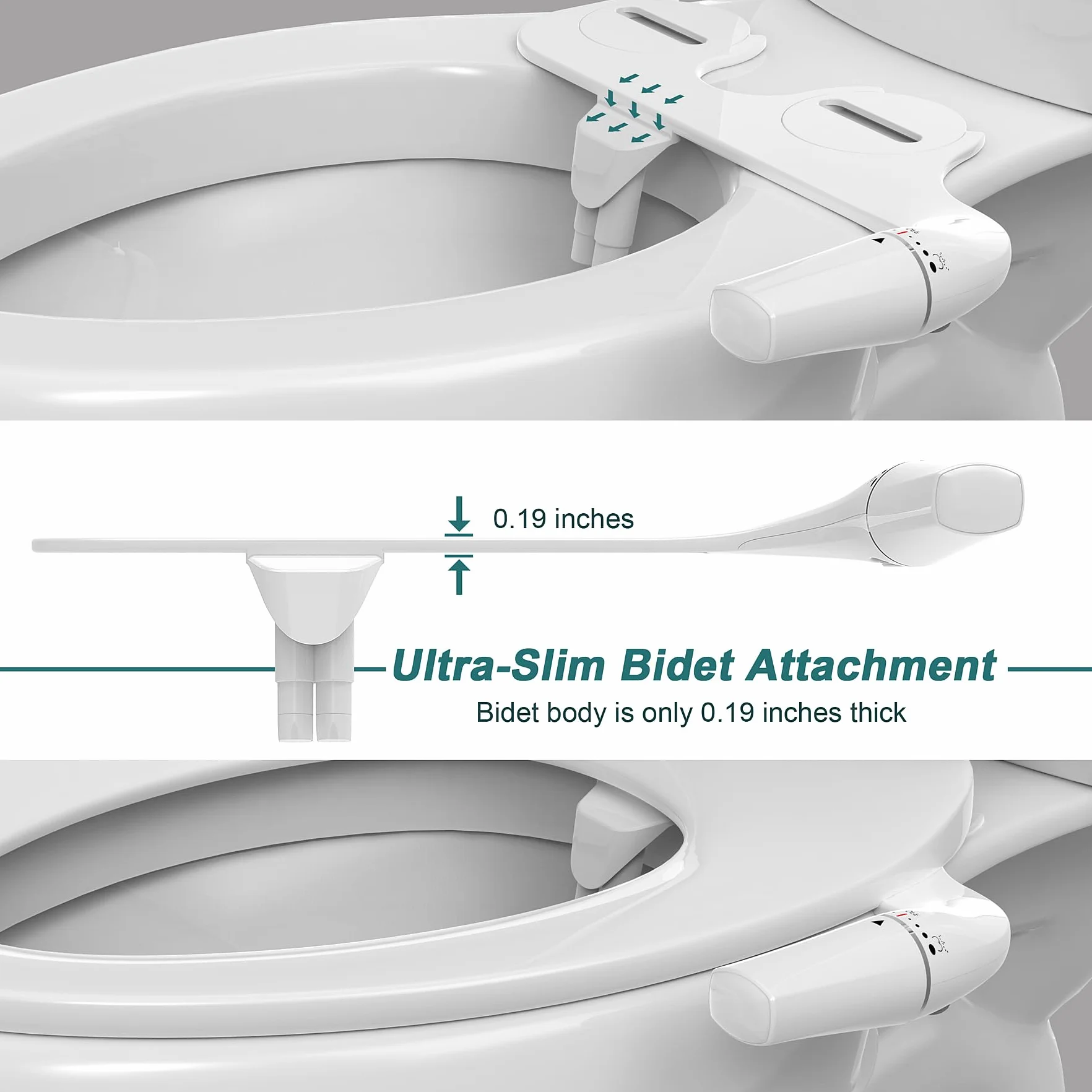 Inserto per bidet per Toile a sinistra – WITHLENT ultra sottile per bidet non elettrico, per WC con doppio ugello bidet, pulizia anteriore e posteriore, accessorio per WC, doccia Po, Taharet, bianco
