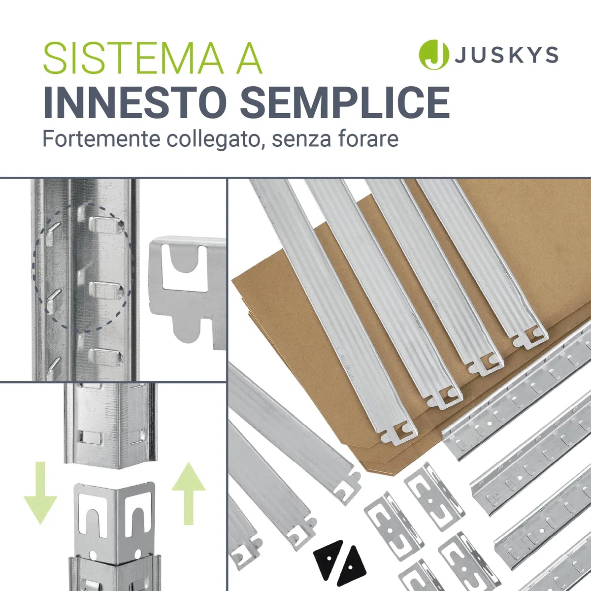 Juskys Set 2 scaffali Easy 160x80x40cm (AxLxP) | 640kg di portata | 8 ripiani | Scaffali in metallo per carichi pesanti Scaffali per cantine Scaffali a innesto Scaffali in metallo