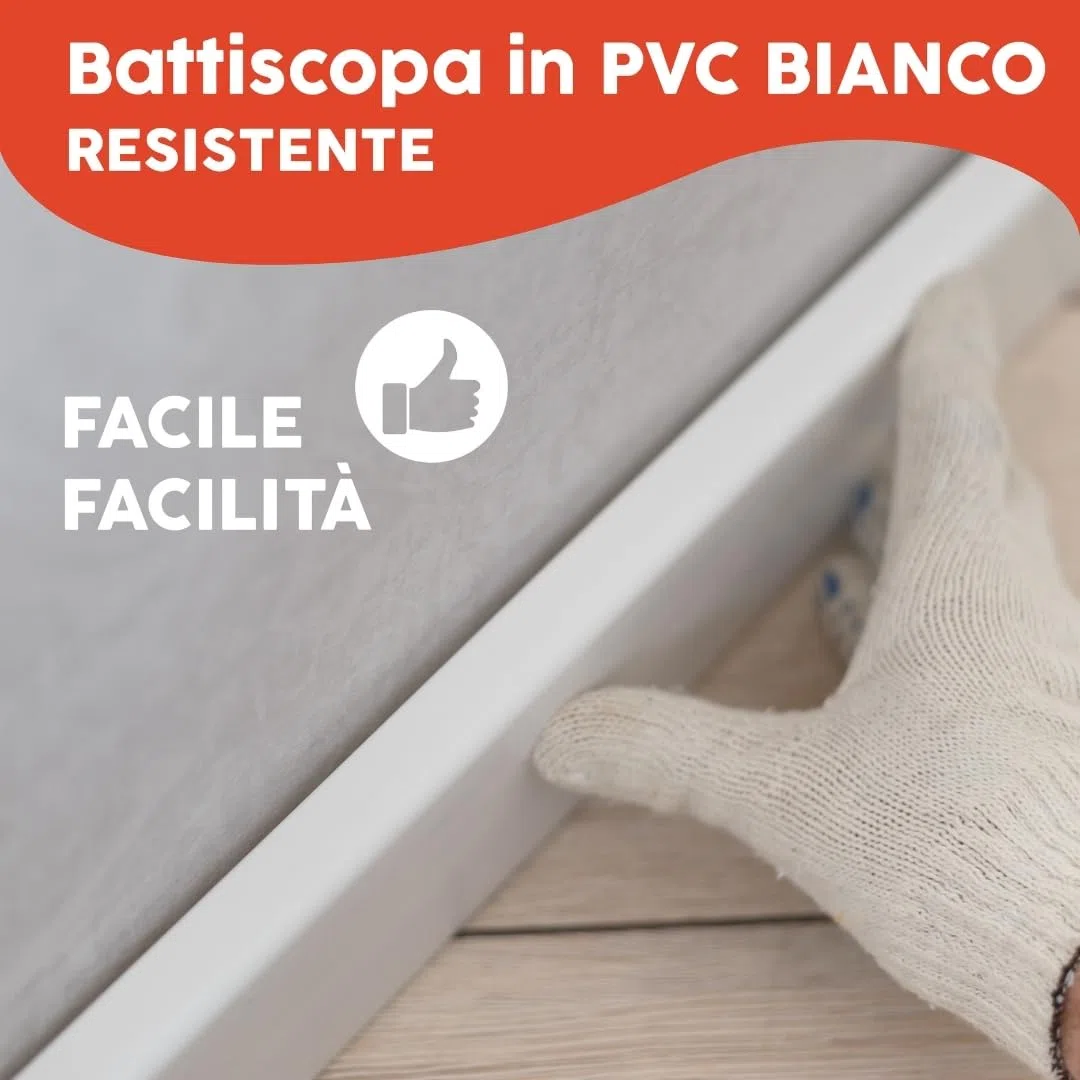 Pack 5 Battiscopa in PVC 110cm | Zoccoletto Battiscopa Bianco Antiumidità | Battiscopa PVC Resistente & Facile da Installare