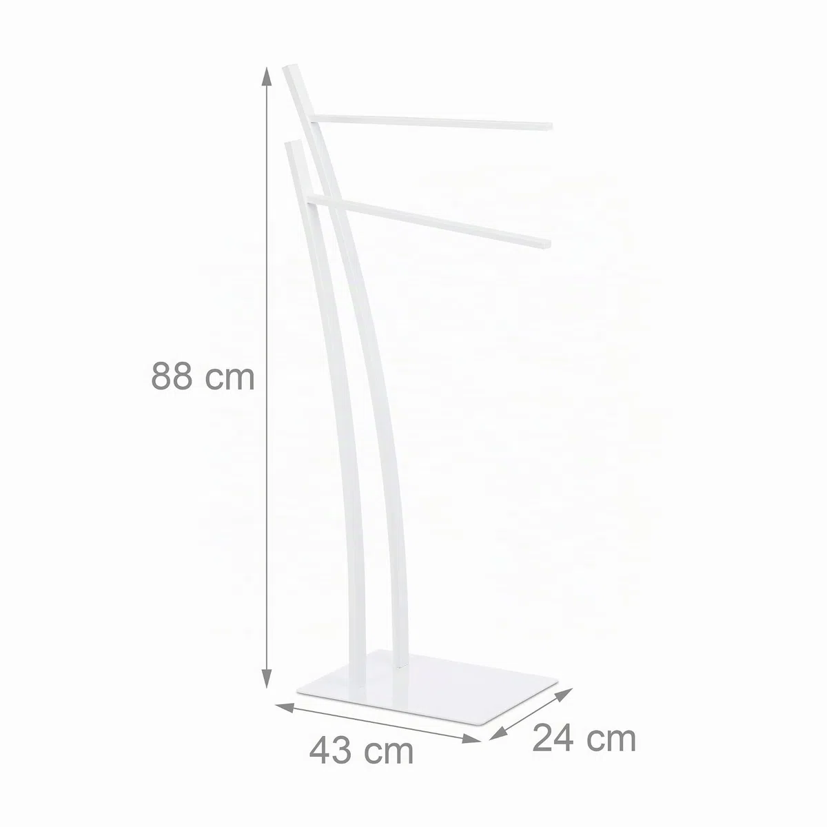 Relaxdays Portasciugamani da Terra, a 2 Bracci, Portasalviette, Piantana da Bagno e Cucina, HxLxP: 88x43x24 cm, Bianco
