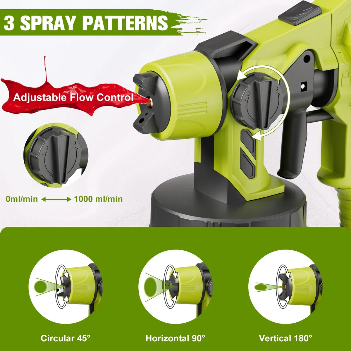 Spruzzatore di vernice senza fili per ryobi One Plus Batteria, spruzzatore di vernice senza fili per recinzioni e terrazze, pistola a spruzzo di vernice a mano (senza batteria)
