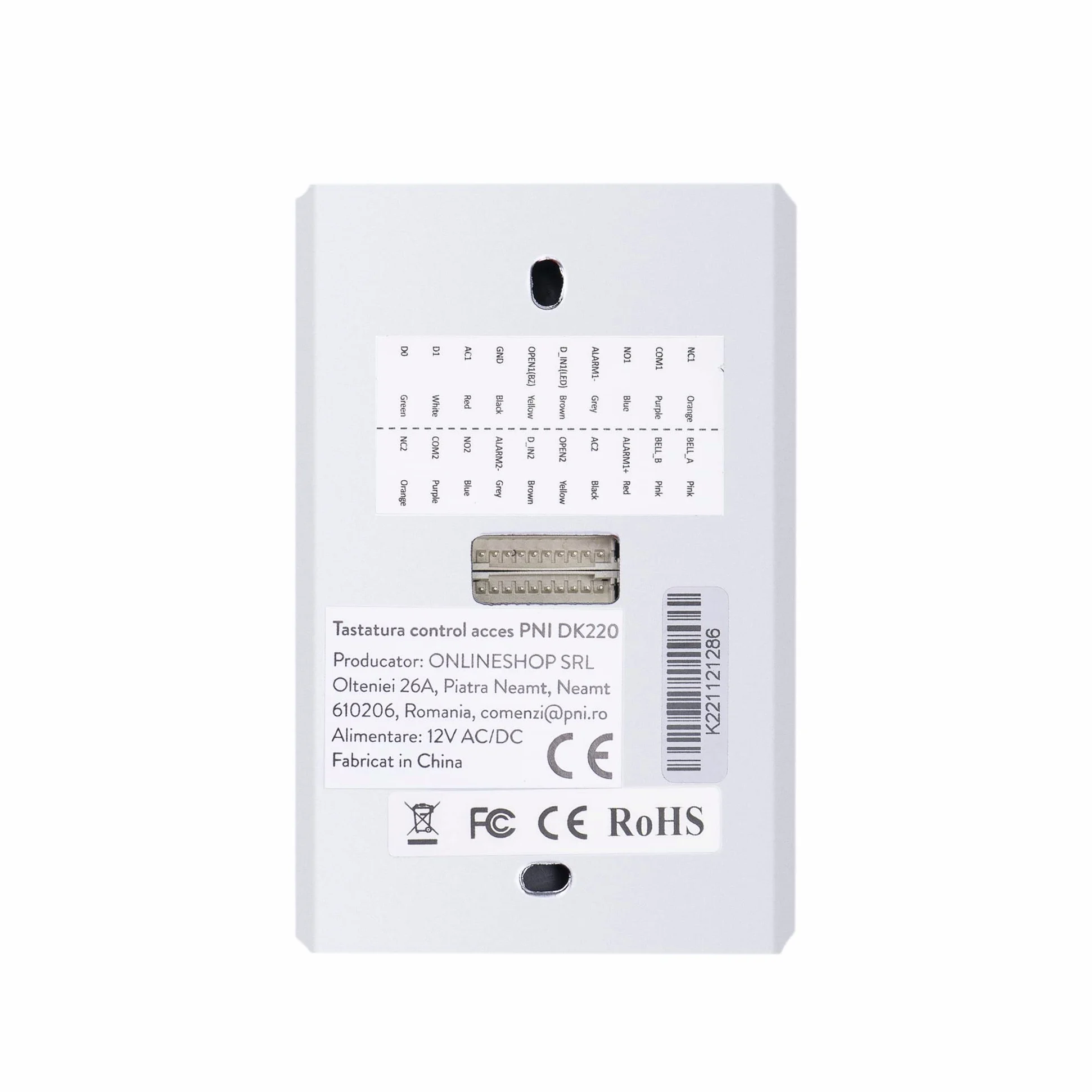 Tastiera di controllo accessi PNI DK220, stand alone, esterno e interno, IP65, con 2 relè