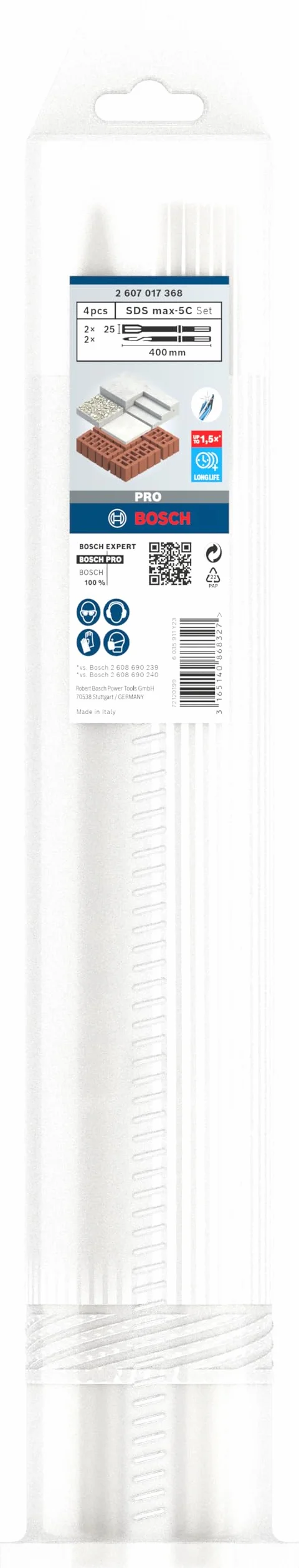 Bosch Professional 2607017368 Bosch - Industrial Tubo A Scalpello SDS-Max 2 x Scalpelli â€“ Affilatrice, 0 W, 0 V, Grigio