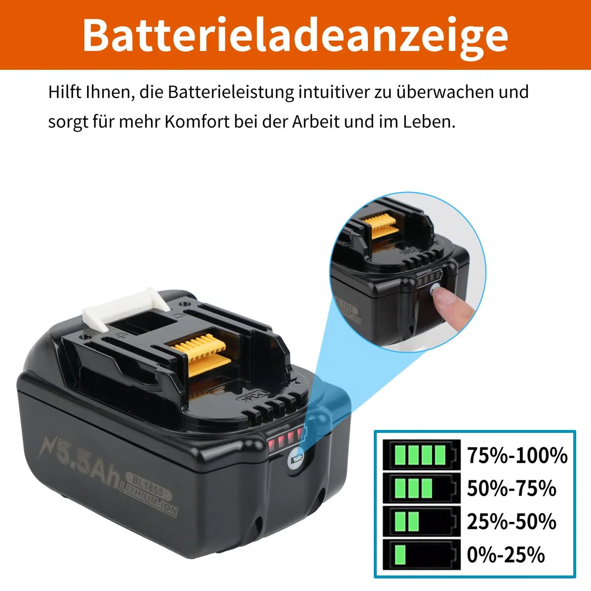 Batteria makita 18v，5500 mAh, 18 V, con caricatore DC18RC, compatibile con BL1860 BL1860B BL1855 BL1855B BL1850 BL1850B BL1860B DC18RC