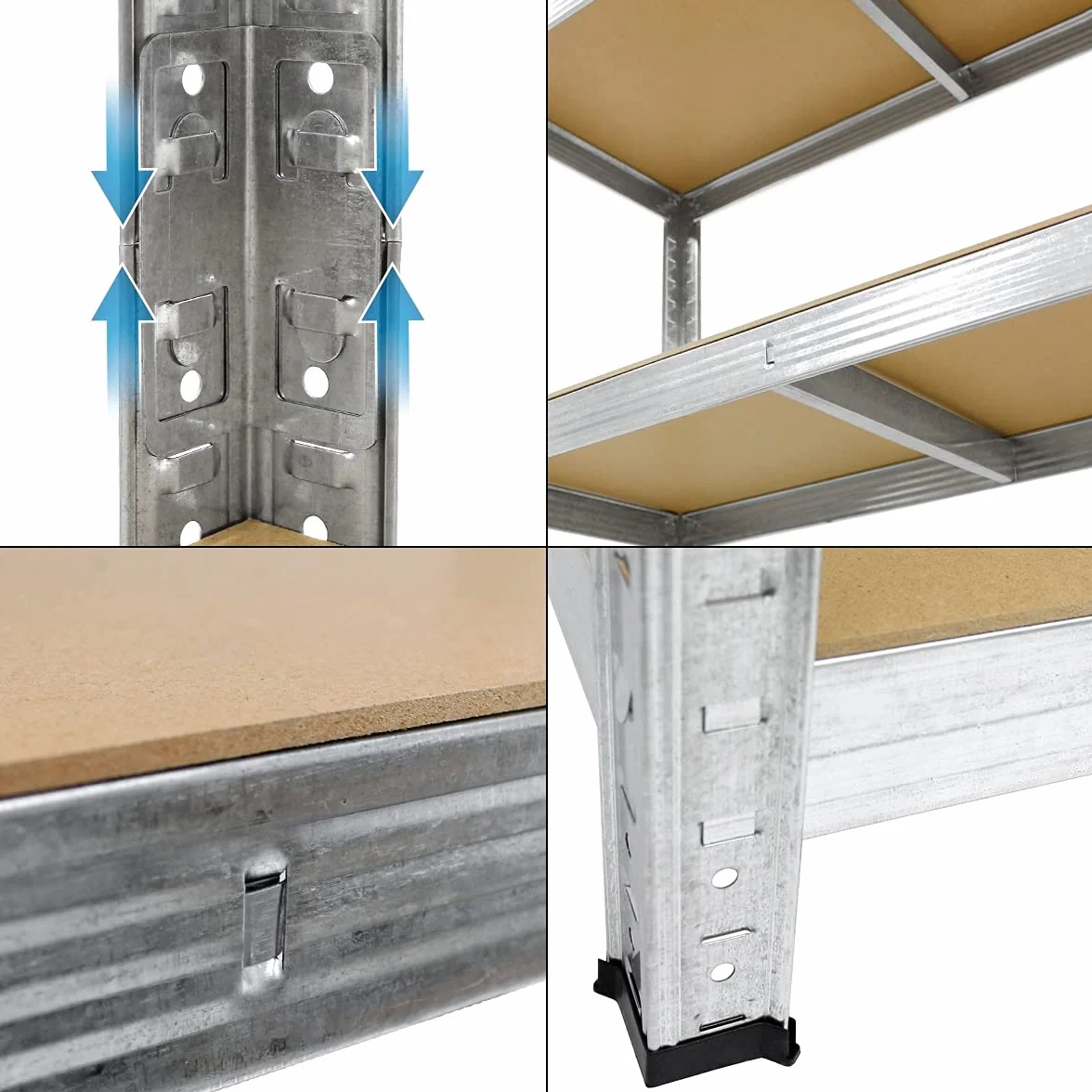 ECD Germany Scaffale Officina Carichi Oggetti Pesanti Lavoro Garage Magazzino Scantinato - 200x100x50 cm - Portata fino a 750 kg - Scaffalatura 5 Ripiani Metallo Senza Bullone Pannelli in MDF Robusto