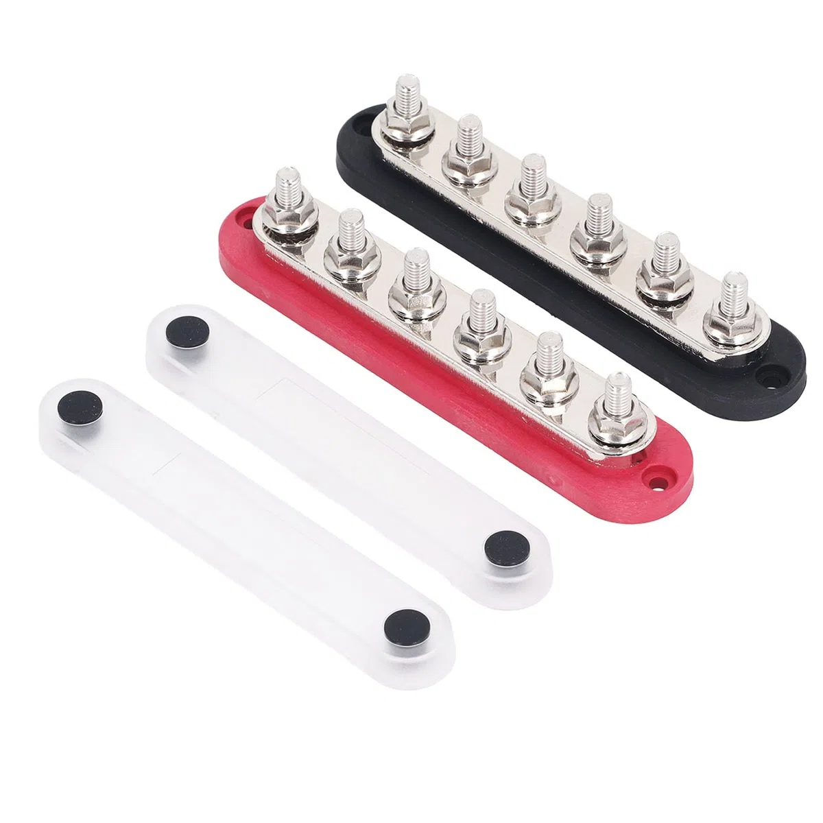 Blocco Di Distribuzione, 2PCS M8 300A 12-48V Sbarra Di Rame, Ottone Acciaio Inox Busbar Morsettiera per Auto, Berline E Navi