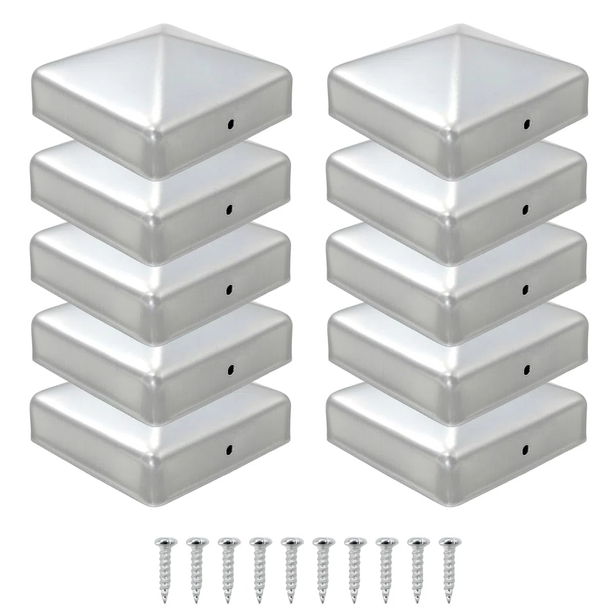 Cappucci per Pali da Recinzione in Acciaio Inox, Forma Piramidale, Set da 10 Pezzi(10 x 10 cm)