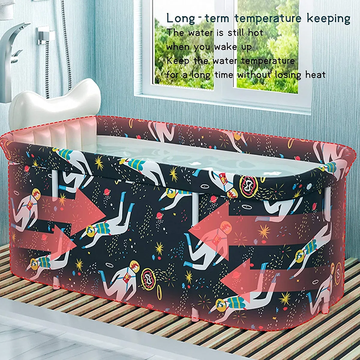 Vasca bagno per la famiglia, pieghevole, portatile, non gonfiabile, in PVC, disponibile in tutte le stagioni, per la doccia (blu scuro)