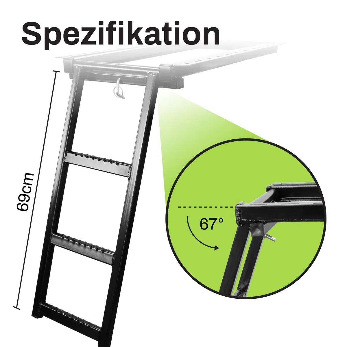 Scala di sollevamento per camion, allungabile, a 3 livelli, colore nero