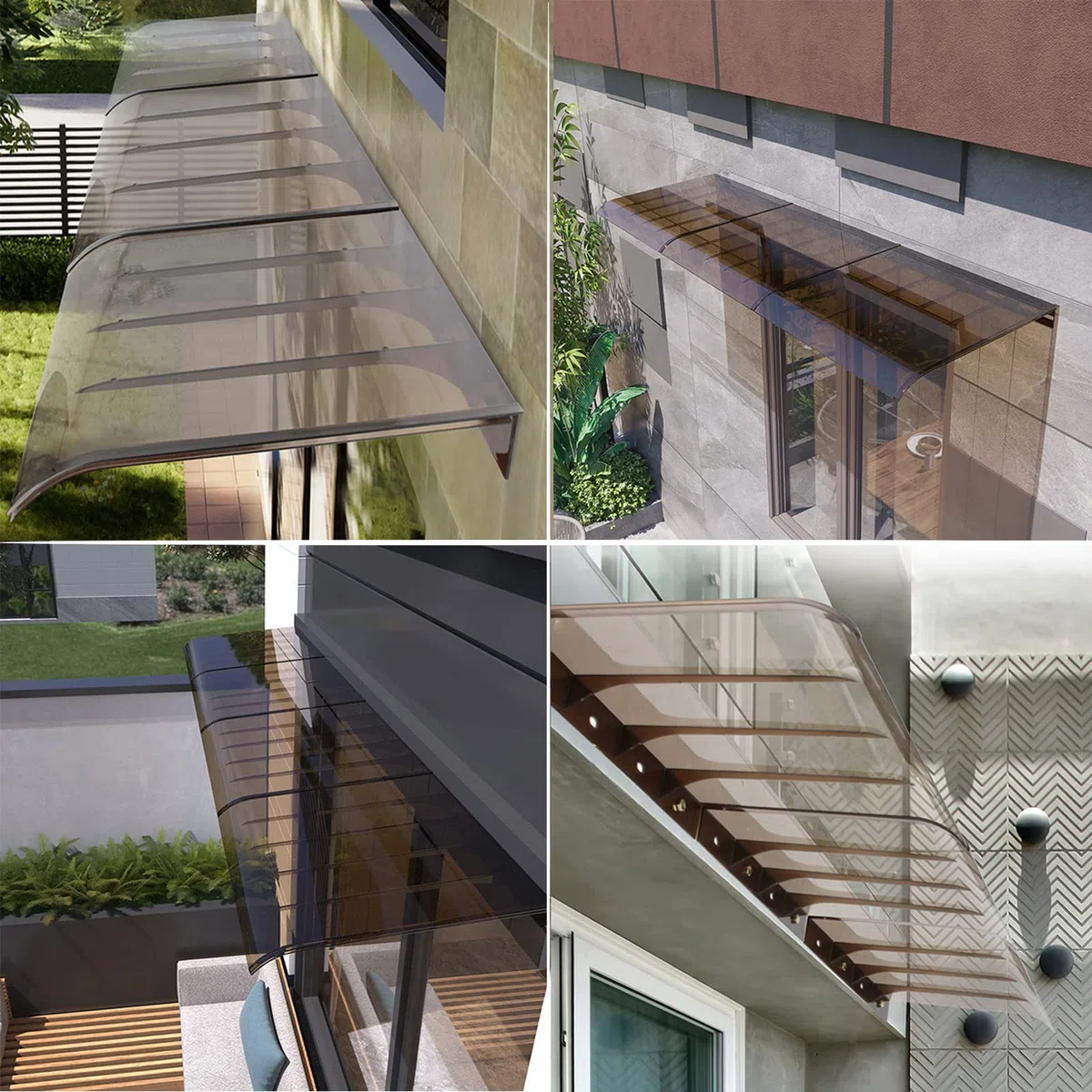 Pensilina Tettoia per Porta Balcone Esterno, Copertura in Policarbonato, Garden da Esterno, Tenda da Veranda per Porta o Finestra, Garage (40x80cm/16"x32")
