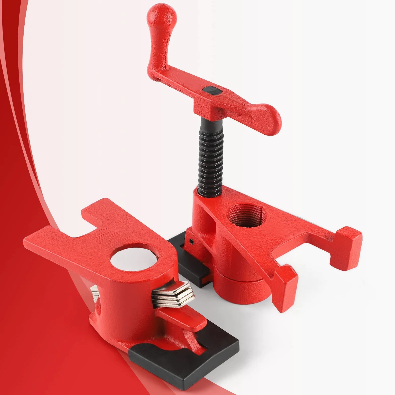 4Pezzo Morsetto a Vite per Tubi, 3/4" Morsetti per Tubi di Legno, Morsetti a Sgancio Rapido Clamp Wood, 26,5mm Morsa a Vite Tubo con Morsetto a H, Tubi di Legno Morsa a Vite(Opaco)