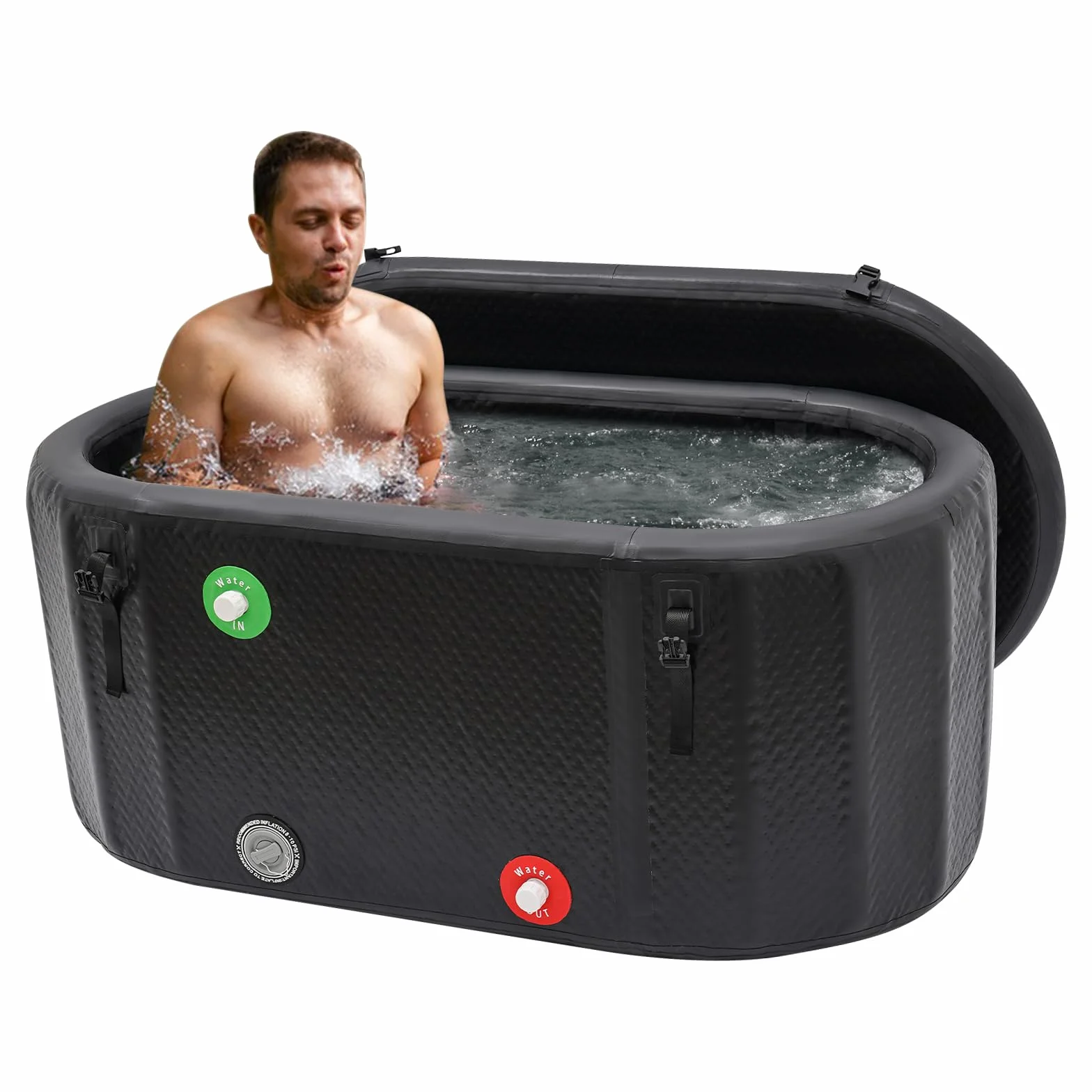 Vasca da bagno per il ghiaccio per atleti, gonfiabile, con pompa gonfiabile, 370 l, resistente al freddo, per gli atleti, allevia il dolore muscolare