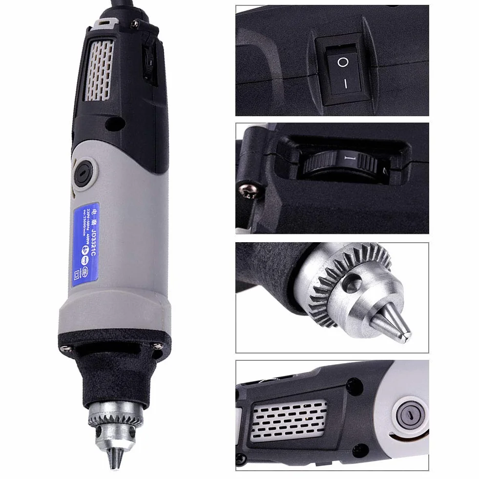 BuyWeek Smerigliatrice Elettrica Utensile Rotante Elettrico, 400W 6 Posizioni Velocità Variabile per Intaglio Taglio Macinazion 220V Spina UE