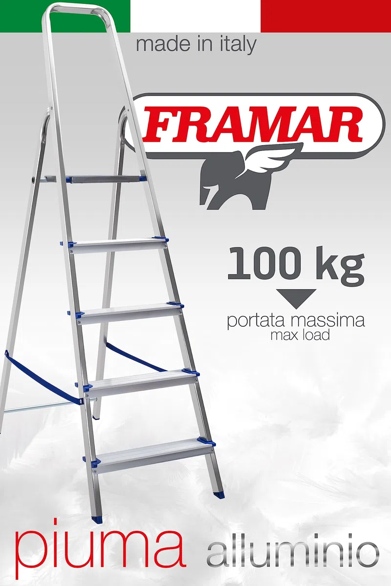 FRAMAR Scala Piuma 5 Gradini in Alluminio - Portata 100 Kg
