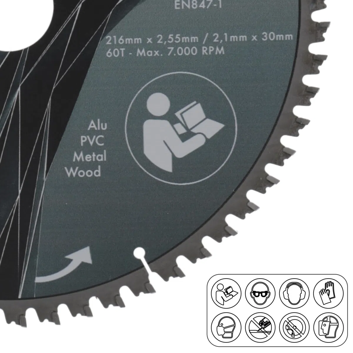 PRODIAMANT Lama per sega multiuso in metallo duro 216 x 30 mm per legno, alluminio, plastica e laminato con denti HM TCT per sega da tavolo, troncatrice e sega circolare