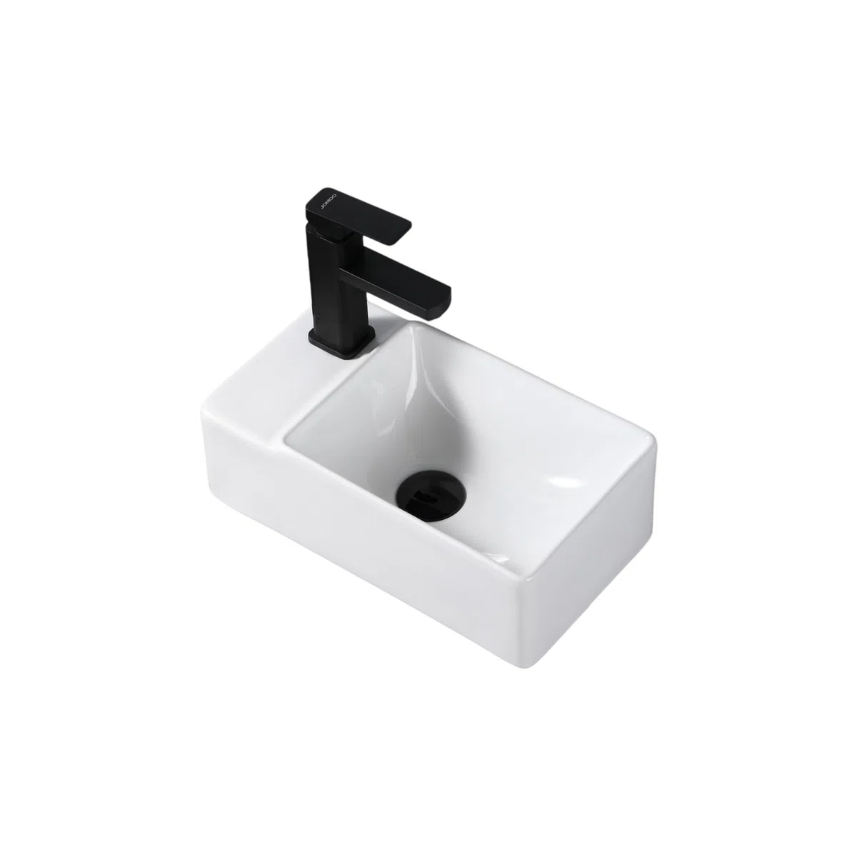 Lavatrice rettangolare compatta in ceramica bianca - Lavabo da appoggio di piccole dimensioni - Design elegante e pratico per piccoli bagni o servizi igienici - 40 x 22 x 13 cm