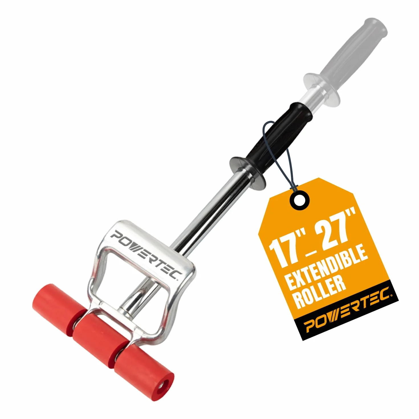 POWERTEC Rullo Estensibile 71033 Resistente da 68,9 cm | Seconda Maniglia pressofusa per Una Maggiore Leva, Argento/Rosso