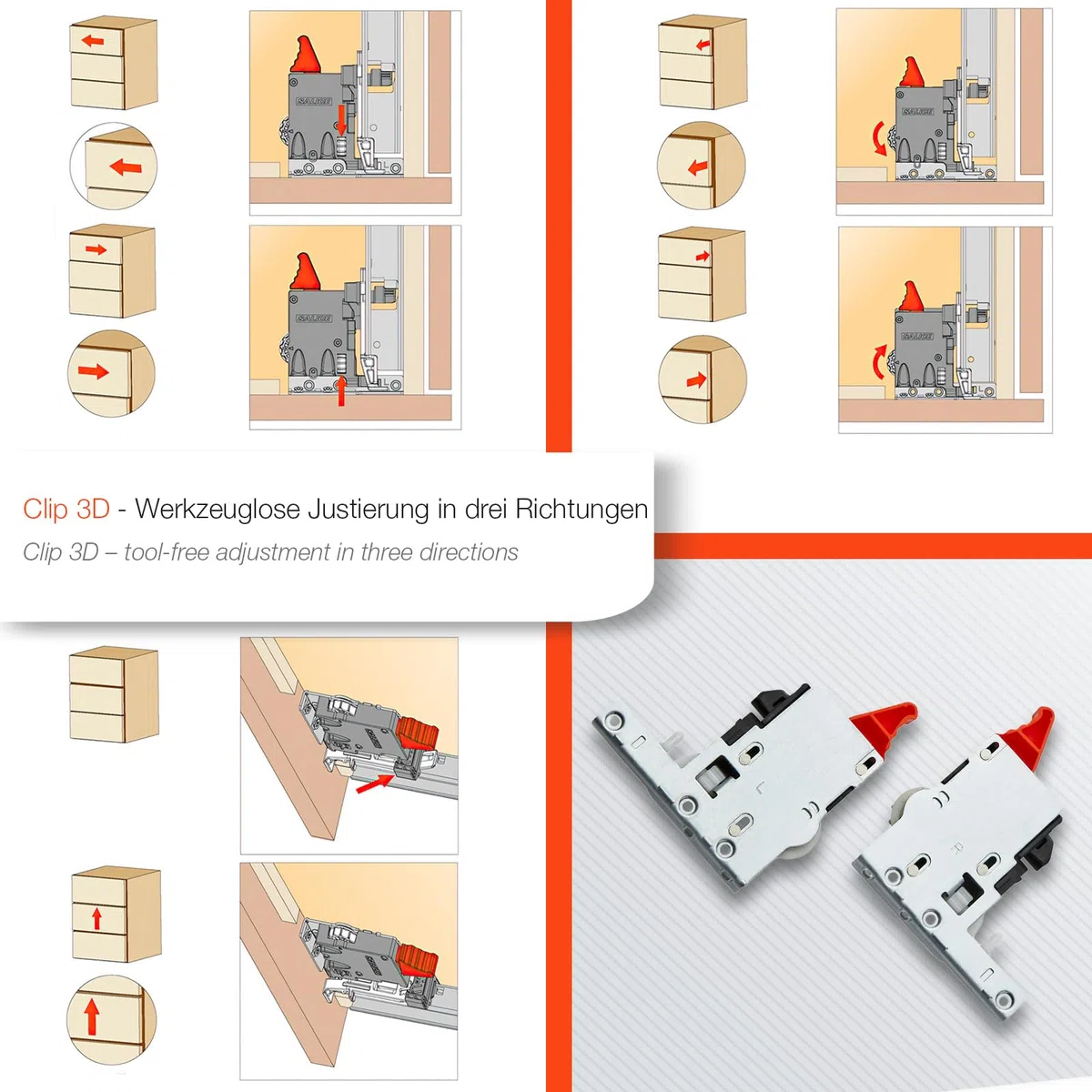 1 coppia di cassettiere Salice PROGRESSA+ SHELF SMOVE, lunghezza 500 mm, portata fino a 50 kg con ammortizzazione soft-close/regolazione 3D, cassetto estraibile