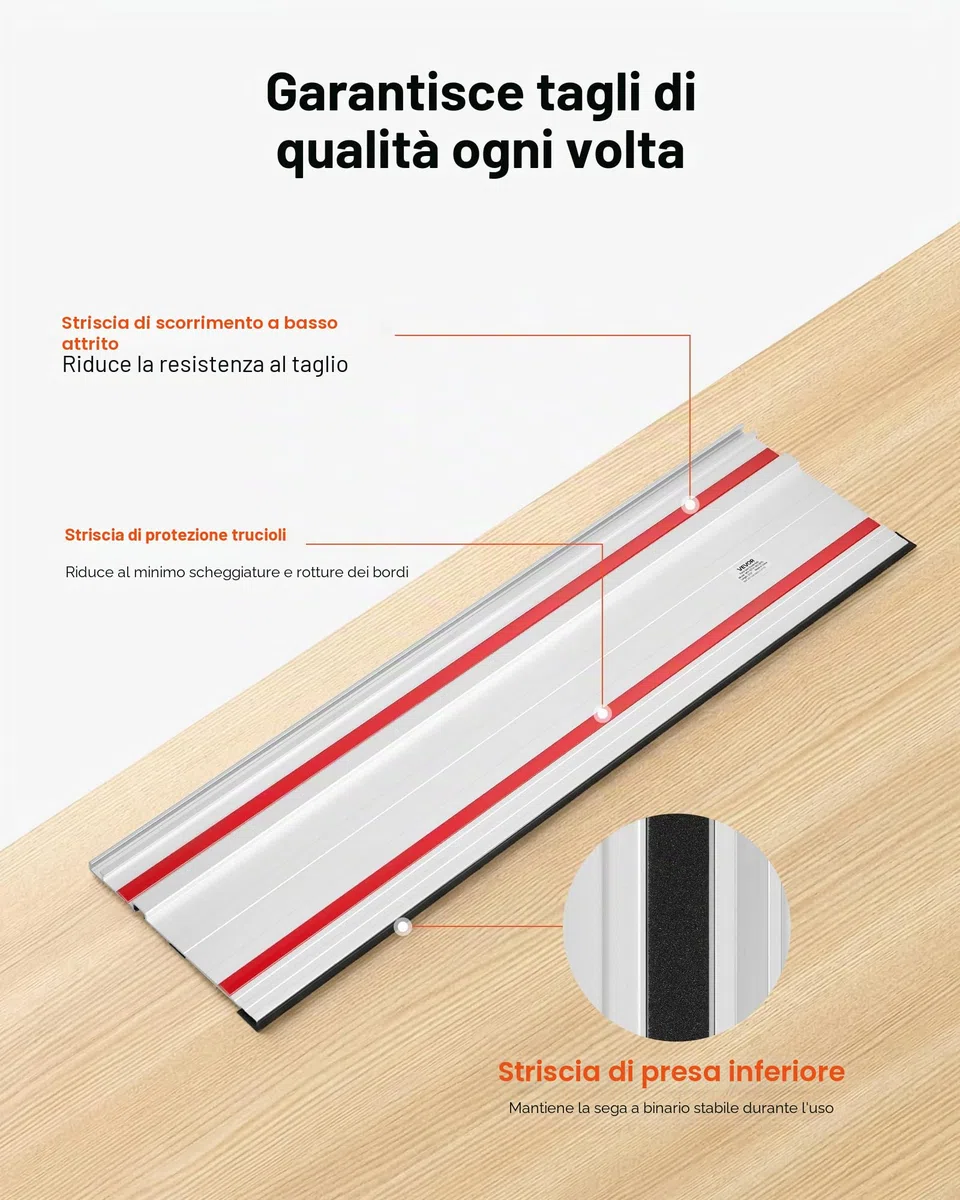 VEVOR Binario di Guida per Seghe Circolari Guida per Troncatrice Circolare Materiale in Alluminio Lunghezza Guida 698,5 mm Kit di Guide 2 pz Connettore 1 pz Lavorazione del Legno da Falegnameria