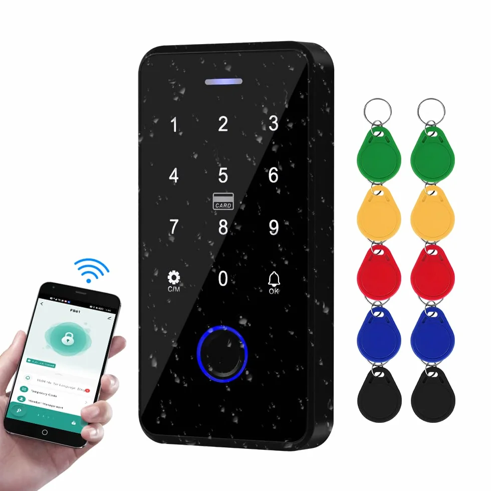 Bluetooth Tuya Tastiera di Controllo Accessi IP68 Impermeabile RFID Controller Accesso 13.56MHz Biometria Impronte Touch Keyboard System + 10pcs Keyfobs
