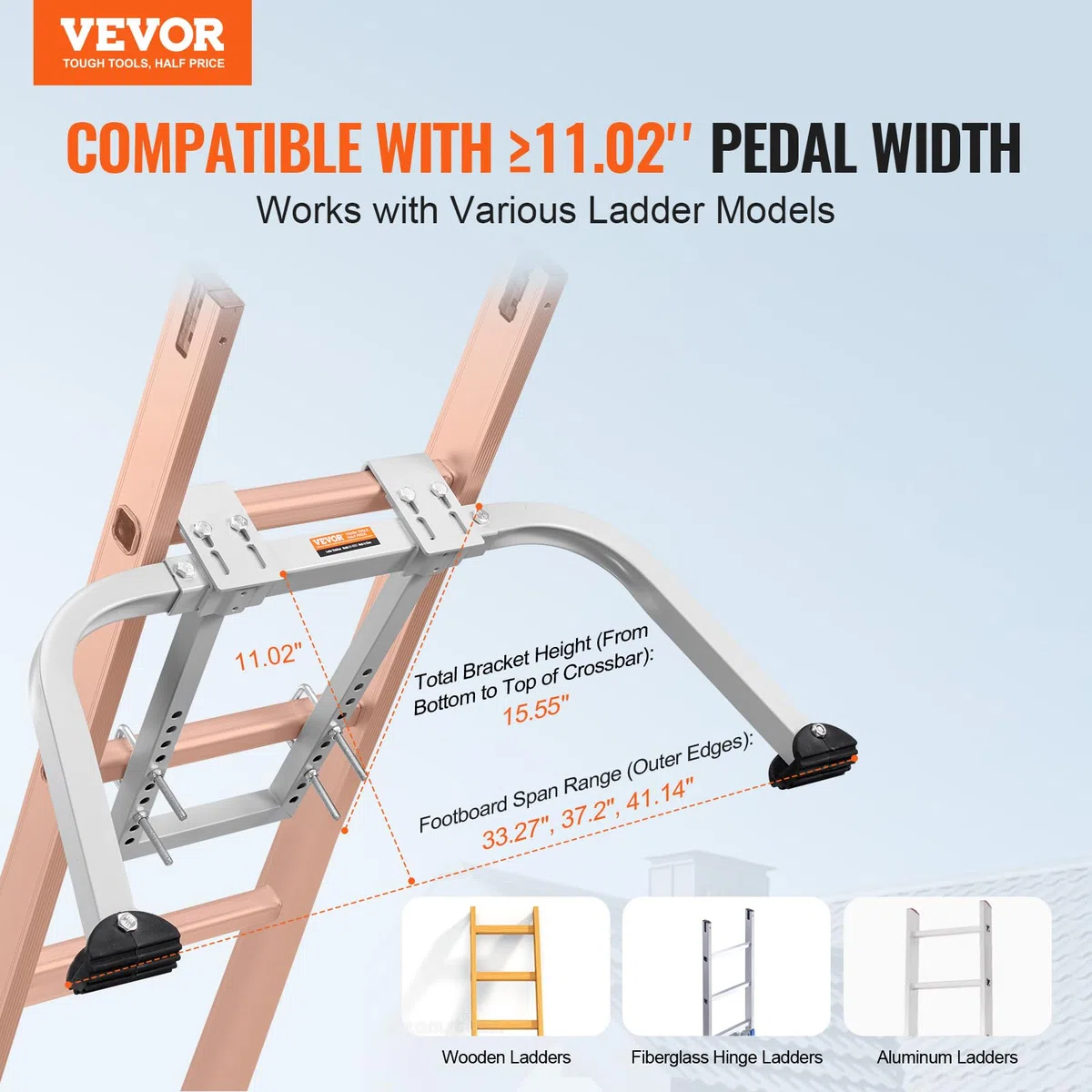 VEVOR Stabilizzatore per Scale, Gancio per Tetto in Acciaio per Impieghi Gravosi, Stabilizzatore per Scale, Accessorio di Estensione per Parete/Apertura Alare, Bracci Distanziatori per Scale Stabili