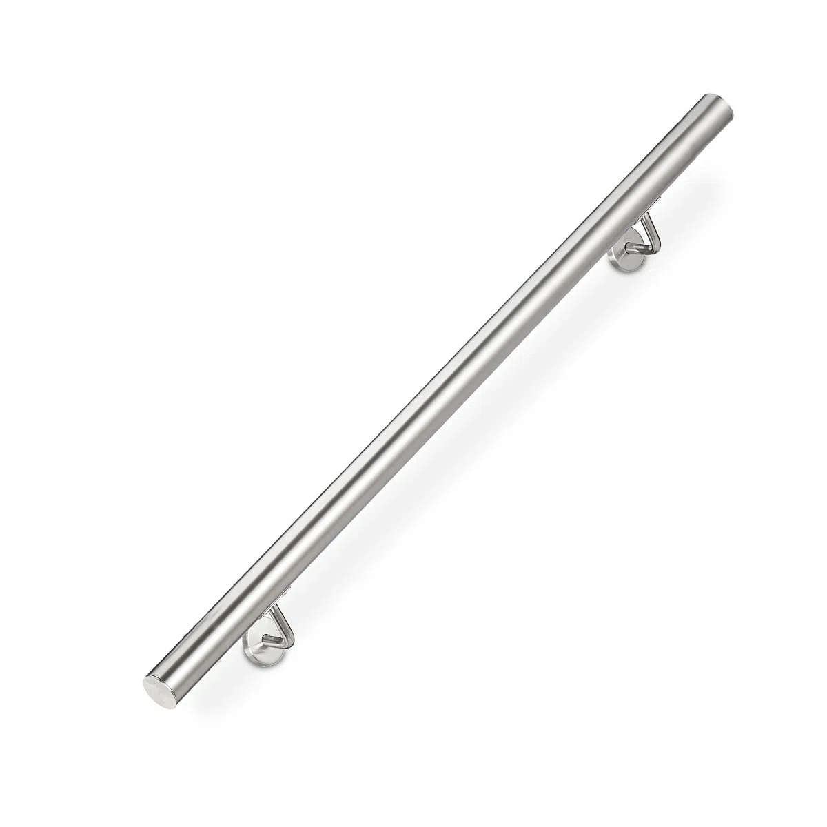 Relaxdays Corrimano, Acciaio Inox 304, Passamano per Ambienti Interni e Esterni, 100 cm, Ø 42 mm, con Supporto, Argento