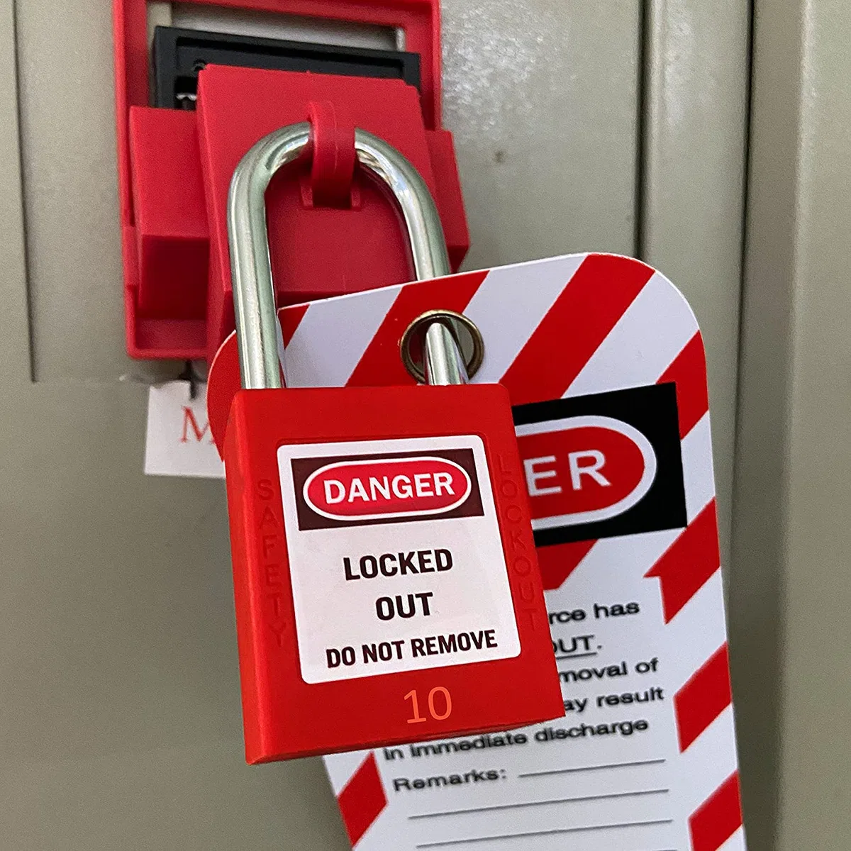 Lockout Tagout Lockout, lucchetto di sicurezza, con chiave diversa, lucchetti di sicurezza per blocco fuori tagout, 10 pezzi con numero (rosso 1-10)
