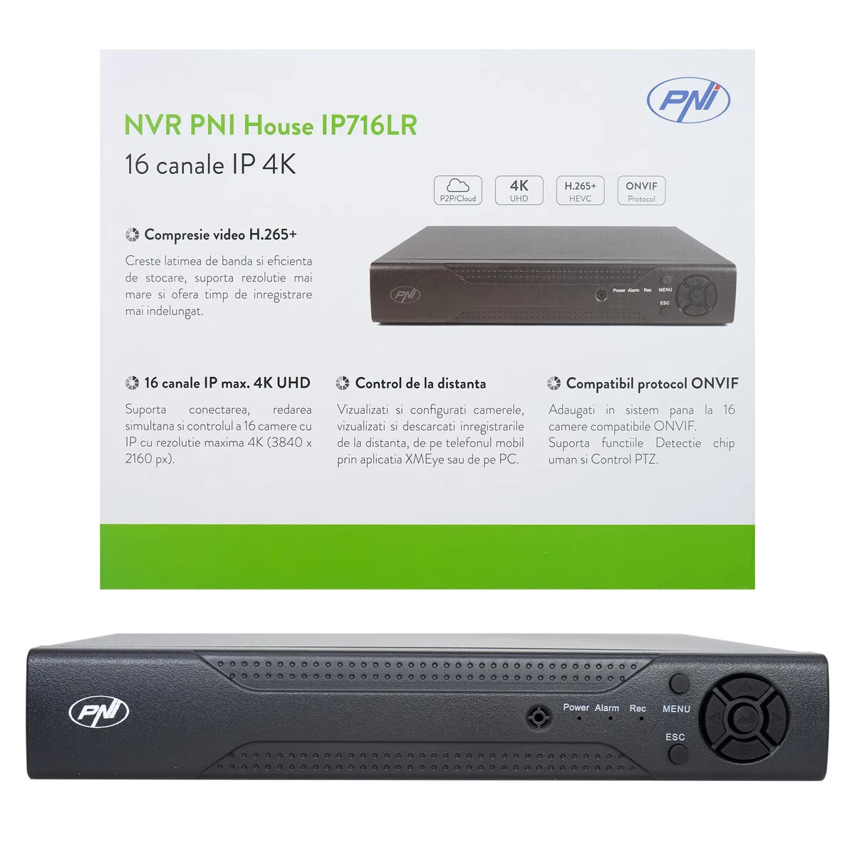 NVR PNI House IP716LR, 16 canali 4K, H.265