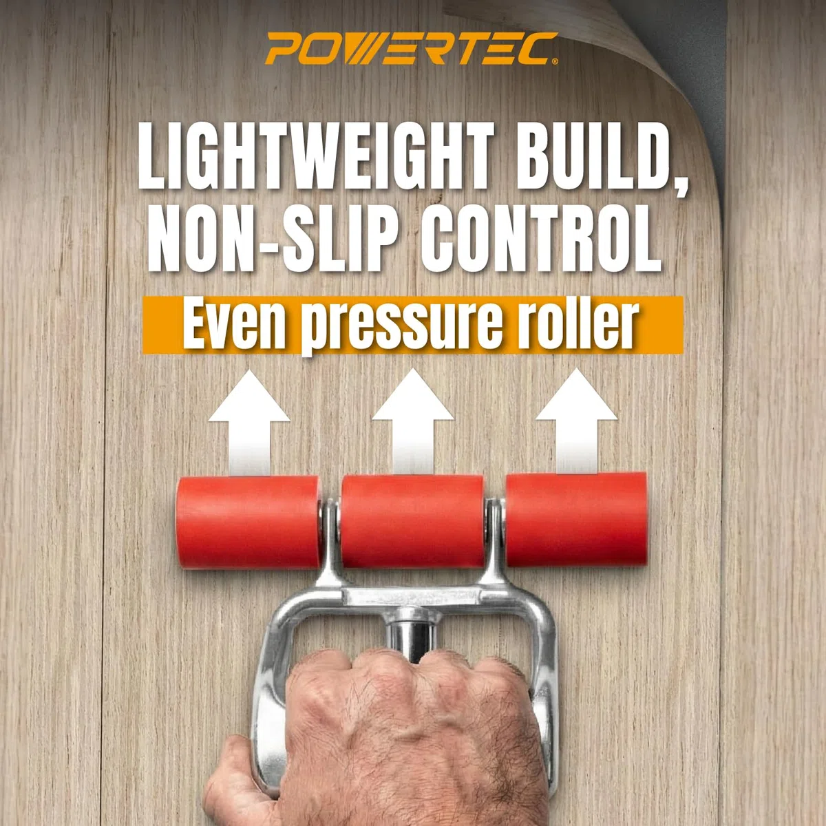 POWERTEC Rullo Estensibile 71033 Resistente da 68,9 cm | Seconda Maniglia pressofusa per Una Maggiore Leva, Argento/Rosso