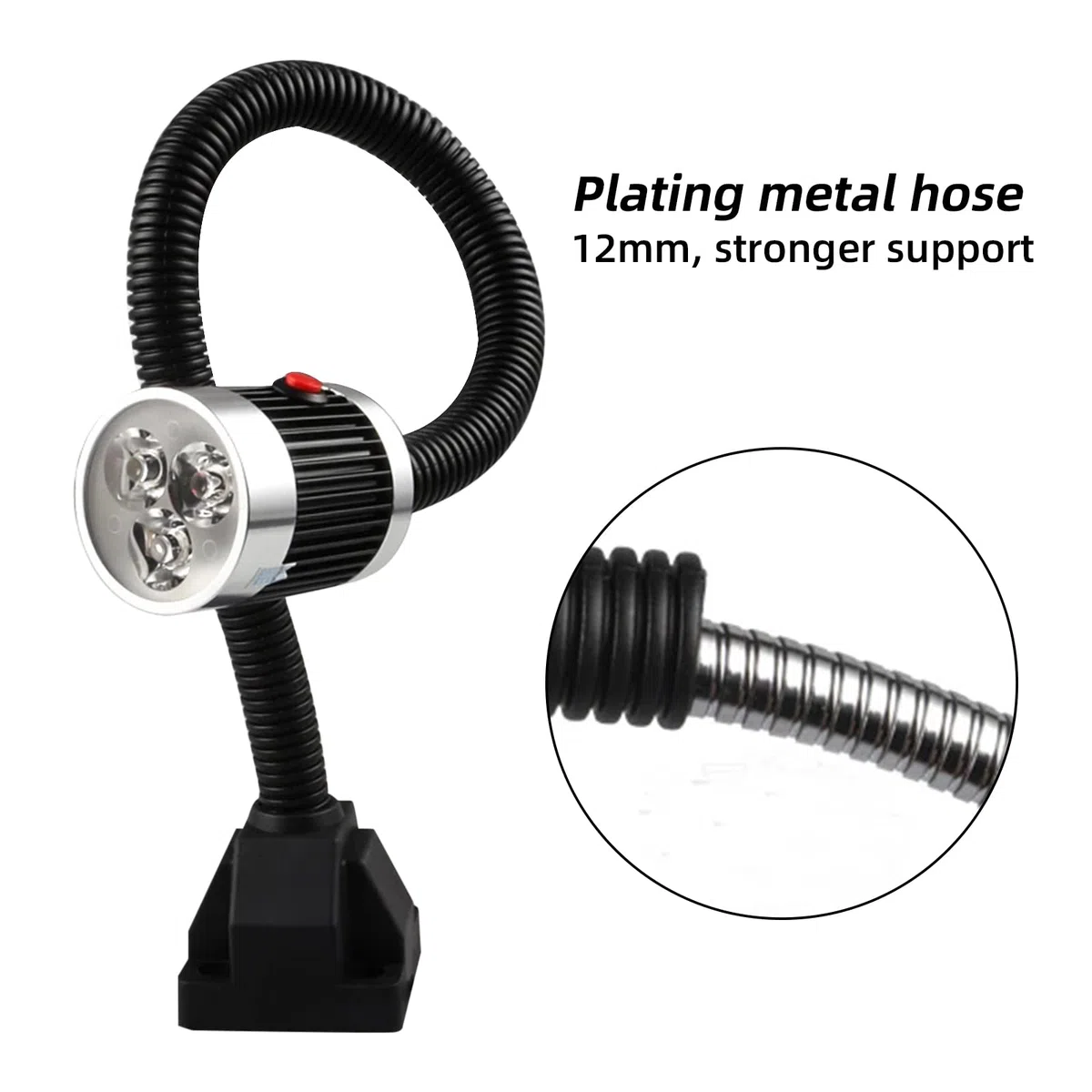 Luce flessibile a collo di cigno, 900 lumen LED luce di lavoro con base fissa per tornio CNC fresatrice macchina da cucire industriale banco da lavoro artigianale strumento di illuminazione lampada a