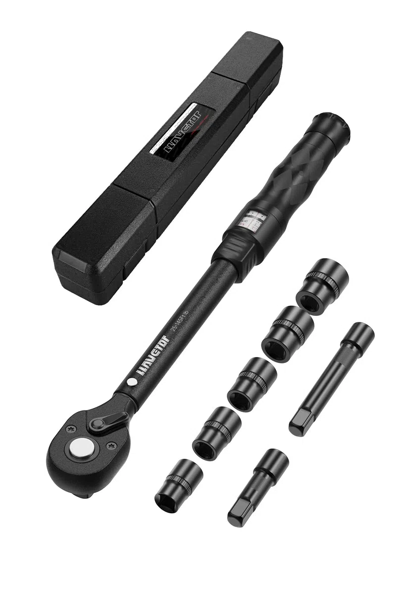 Chiave dinamometrica regolabile di precisione a scatto per finestra, precisione 3%, per manutenzione moto e biciclette (set 1/2", 25-145 ft.lb)