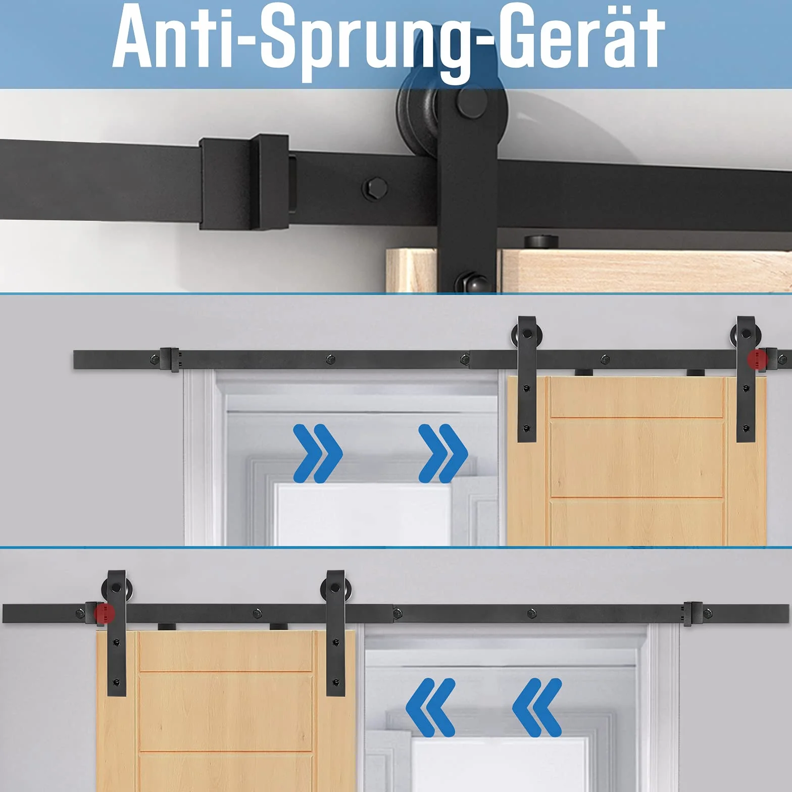 Maniglia per porta scorrevole, 366 cm, con ruote, sistema di porte scorrevoli con design silenzioso, portata fino a 130 kg, per porta in legno, camere, cucina, magazzino