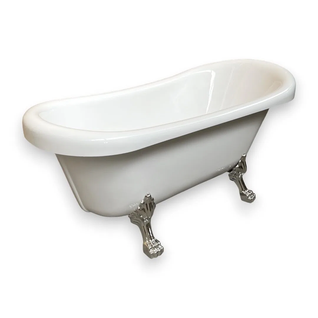 VASCA EPOCA STILE RETRÓ MODELLO MARGHERITA ELISABETTIANA VINTAGE PIEDINI CROMATI ARGENTO BAGNO