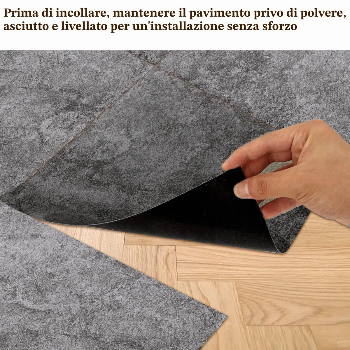 CYEER 40 Pièces/3,6m² Rivestimento del Suolo Autoadesivo PVC 30x30CM, Piastrelle Autoadesive per Cucina, Bagno, Salotto, Marmo Grigio