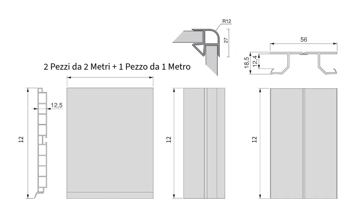 AERREGI KIT ZOCCOLO NOCE CHIARO PER CUCINA BATTISCOPA ALTEZZA 10, 12 E 15 CENTIMETRI | ZOCCOLI 5 METRI CON ACCESSORI PER UNIONE E KIT GANCI | KIT ZOCCOLATURA N. CHIARO (4, Noce Chiaro, H120 mm)