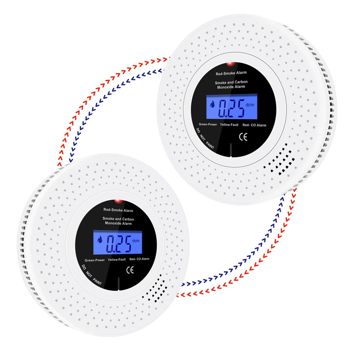 Rilevatori di fumo e monossido di carbonio con combinazione wireless interconnessa, rilevatori di fumo e monossido di carbonio con display LCD in tempo reale, durata 10 anni, alimentato a