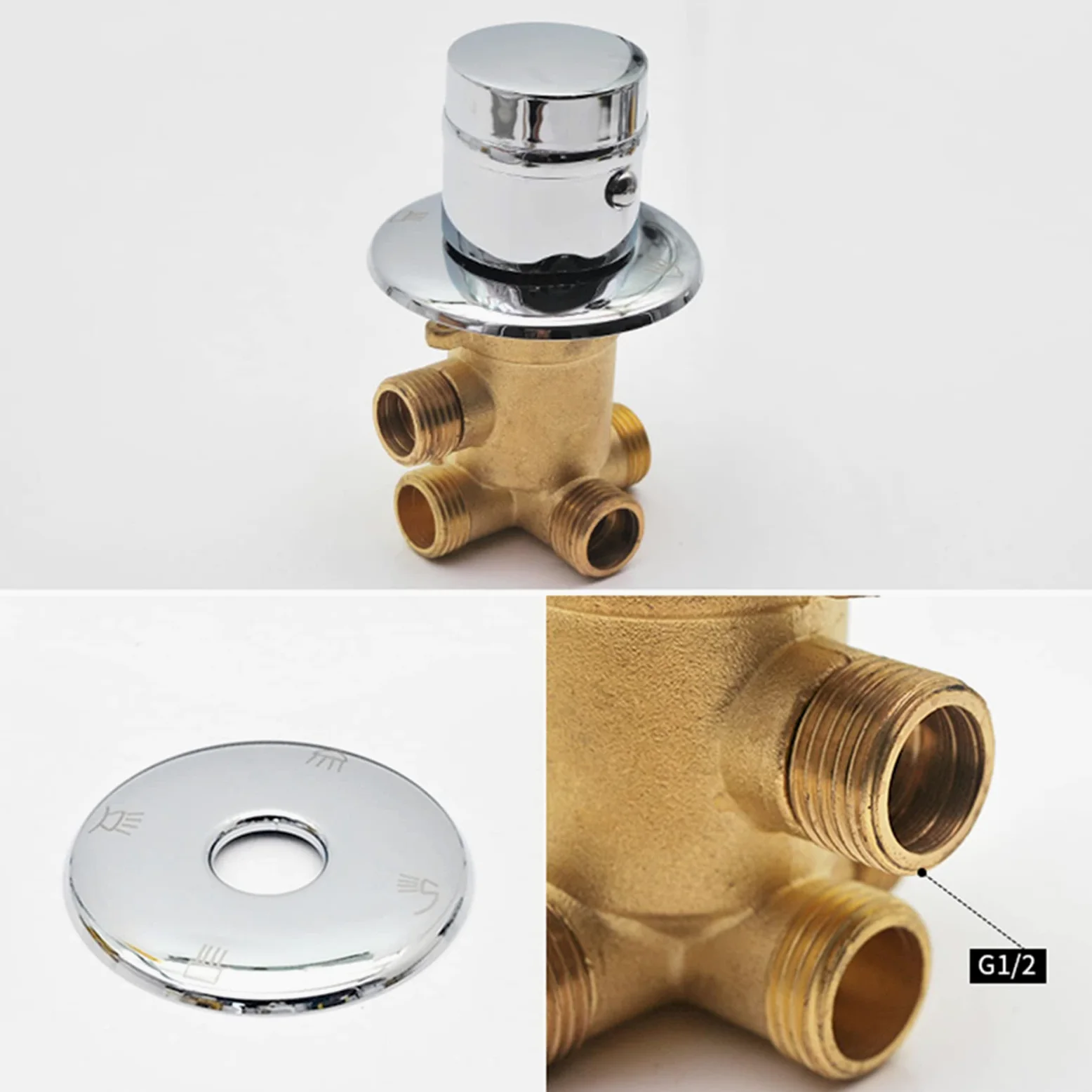 Filettatura/Intubazione in Ottone Massiccio Miscelatore per Acqua Calda e Fredda Rubinetto Doccia Deviatore 2/3/4/5 Vie Diviso Due Pezzi, Cartuccia Ceramica (Deviatore Filettata -5 Uscita)