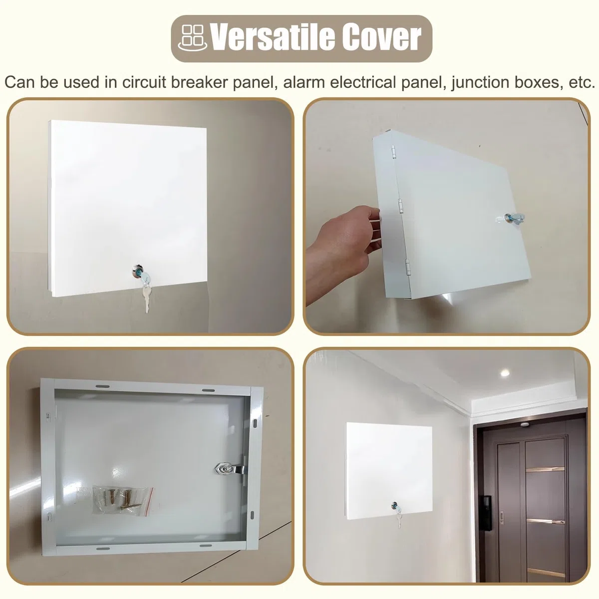 Copri Cassaforte a Muro Coperchio per Scatola Fusibili con Serratura in Metallo, Piastra per Scatola Interruttori Nascosta per Interni con Chiavi, Coperture Bianche per Quadri Elettrici(34cm(13 3/8))