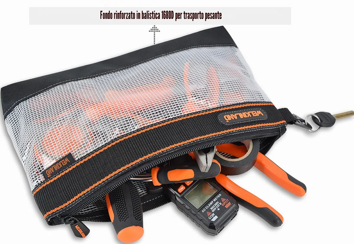 Set di 4 buste trasparenti con cerniera da 33 cm, piccola borsa per attrezzi, mini borsa per attrezzi